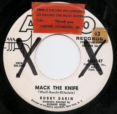 7-inch vinylplaat BOBBY DARIN - Mack The Knife 456147 ATCO Records 1959 VS Rock Gebruikt