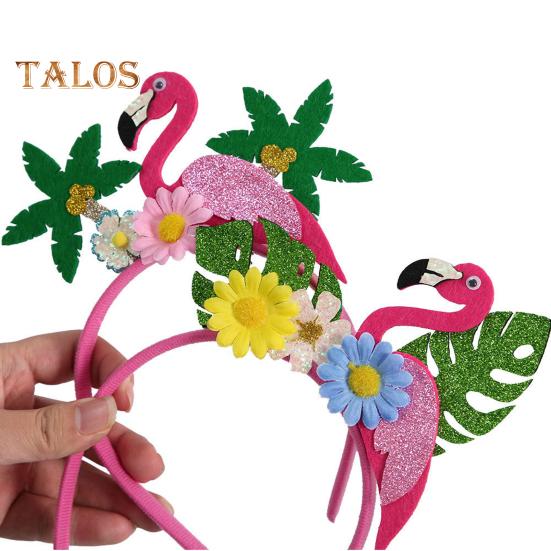 Summer Hawaiian Luau Headbands Palm Tree Flamingo Felt Beach Party Hair Accessory for Tropical Theme Party Supplies