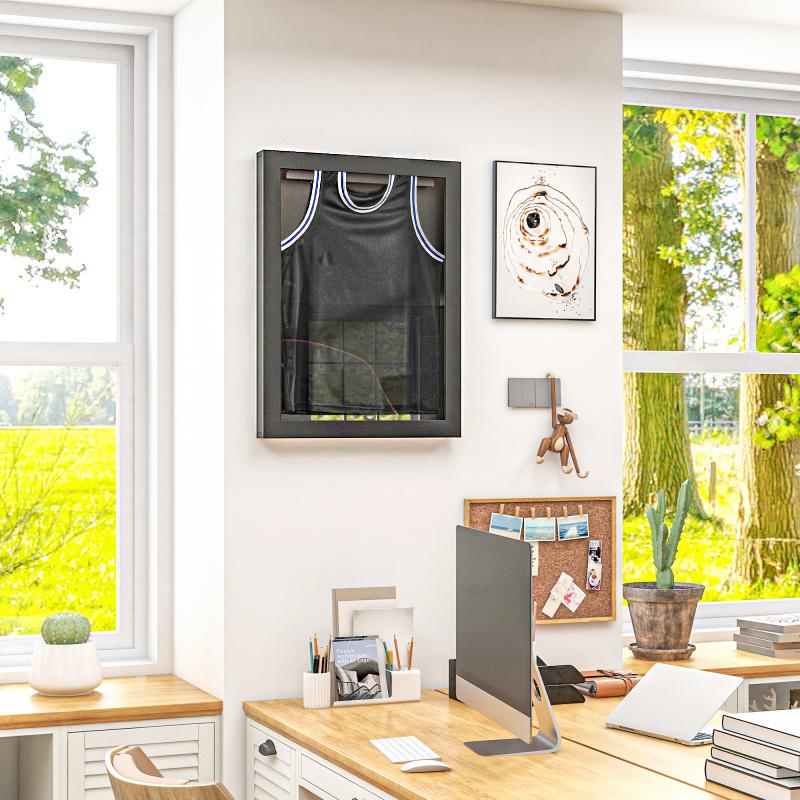 1PC Horizontal Home Multi-Sport Jersey Display Cases Classic Shadow Box for  Sports Shirts Office Decor With Hook Desktop 2 Sizes