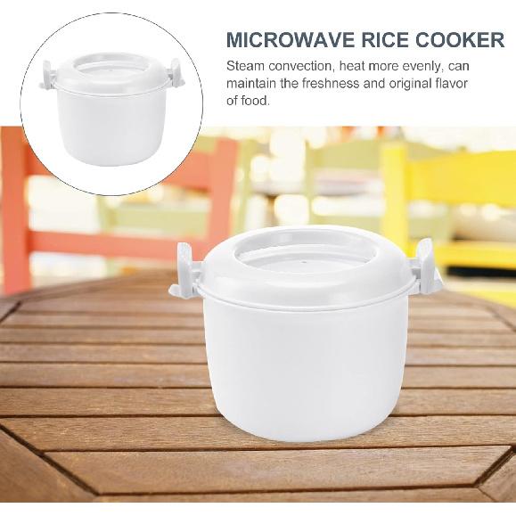 Hemoton Microwave Rice Cooker Rice :2pcs Round Microwave Food Container Microwaveable Rice Pasta Cooker Microwave Rice for Rice Chicken Pasta