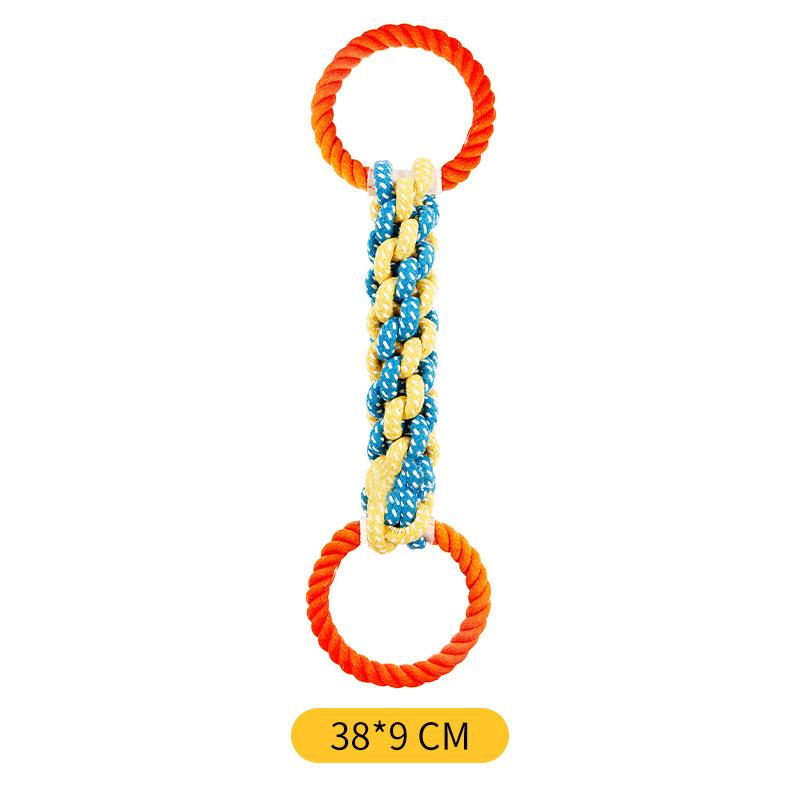 Pet Playtime Dog Toy Rope Double-Ring Cotton Blend for Interactive Enjoyment A3