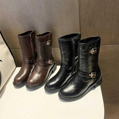 Retro-Stiefel Vielseitige Damenschuhe 2026 Herbst Neue Damen-Stiefeletten mit niedrigem Absatz Lederstiefel Komfort Rutschfest Damen-Denim-Stiefel