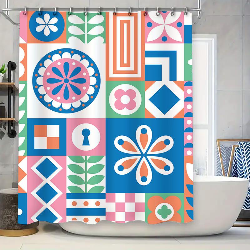 

Colorful Bathroom Shower Curtain Decorative Floral Patterns Design Waterproof Fabric 180Cm X 205Cm Large Size For Home Decoratio W60H190(CM)-1 Pcs