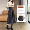 Gray Wool Blend A-line Skirt for Women, Petite To Plus Size, Perfect for Late Autumn