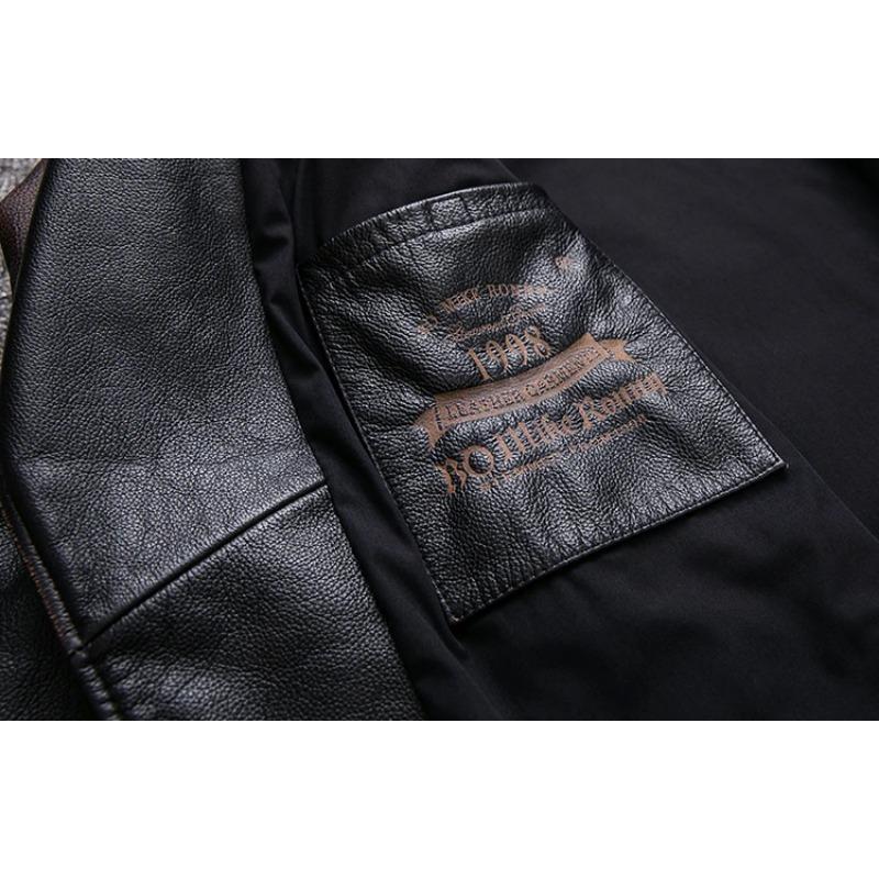 Chinese Size Men Leather Jacket Vintage Black 100% Natural Genuine Cowhide Coats Men's Leather Coat Male Clothes Autumn