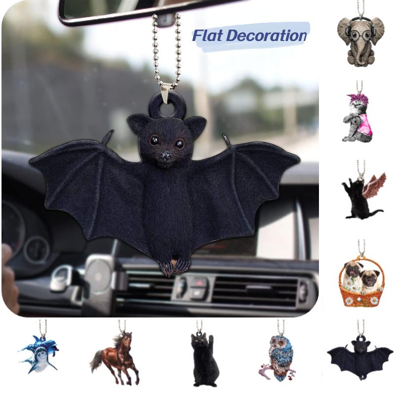Acrylic Car Flat Hanging Interior Pendant Bat Black Cat Bag Ornaments Home Decor