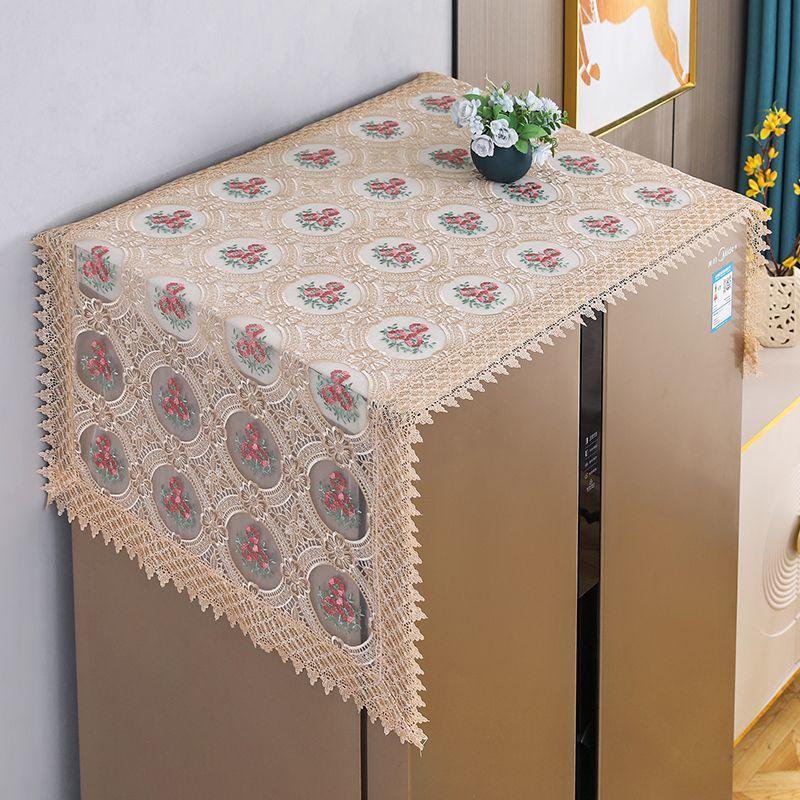 Lace Embroidery Refrigerator Towel with Single and Double Doors Dust-proof Protection Washing Machine Microwave Oven Cover Cloth and Towel