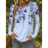 Women's 3D Butterfly Print T-shirt Fashion Long Sleeve Round Neck Regular Tops Holiday Weekend Spring and Autumn