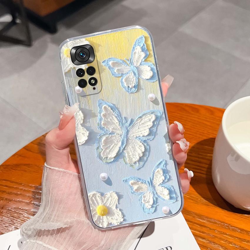 Para Redmi Note 11 11S 11T 12 12S Pro Plus Turbo Capa de Telefone Padrão de Laço Rosa Bonito Silicone Transparente de Alta Qualidade Capa Antiderrapante Para Carcaça Redmi