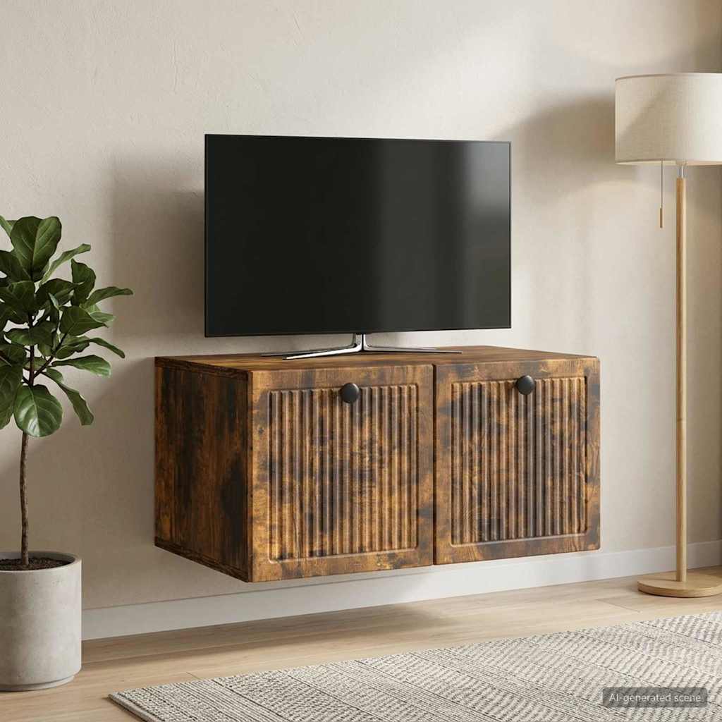 Wall Mounted TV Cabinet Smoked Oak 59.5 x 41 x 30 cm