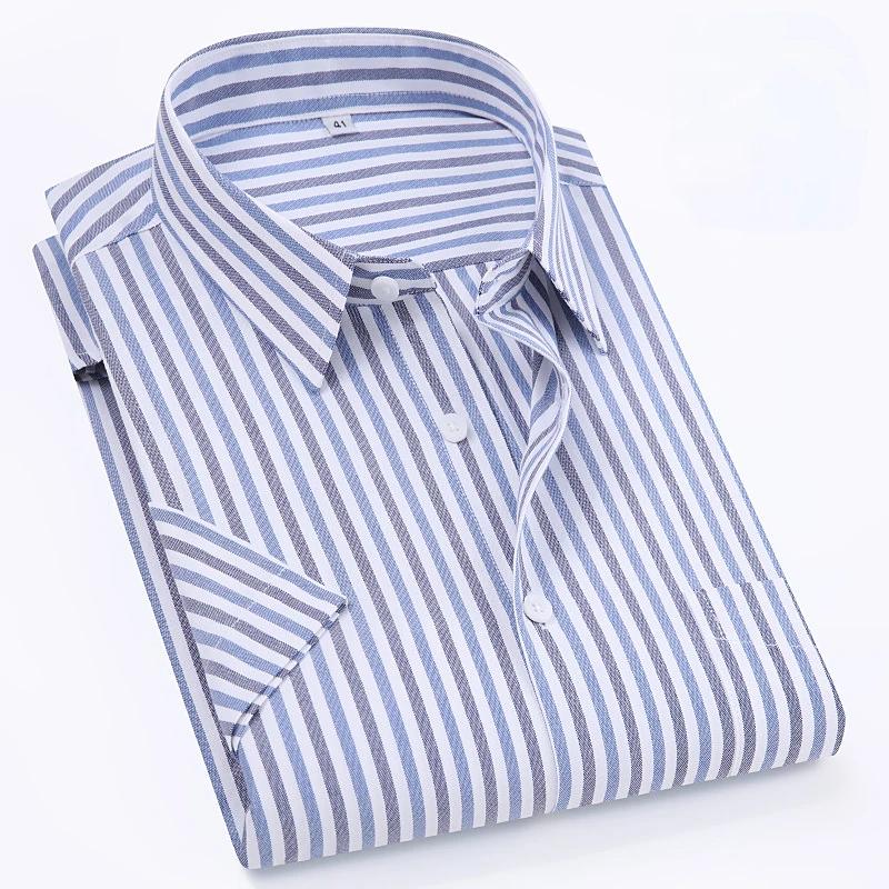Big Fits 160KG 11XL Hot Sale Plaid Stripe Shirt 100% Oxford Cotton Men's Shirt Short Sleeve Loose Fit Summer Office Wear