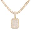 Iced Out Square Pendant Necklace With 4mm Aaa Zicron Bling Tennis Neck Chain Rhinestone Necklaces For Women Men Collier Collare
