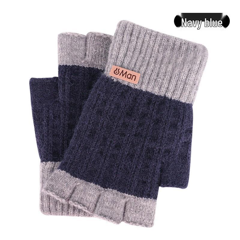 Alpaca Wool Unisex Half-Finger Gloves: Autumn & Winter Thickened Warm Knit, Cold-Proof.