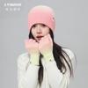 Autumn and Winter Gradual Change Color Warm Knitted Hat Gloves Fashion Big Head Circumference Ski Sports Cold Hat Tie-dye Wool Hat Set