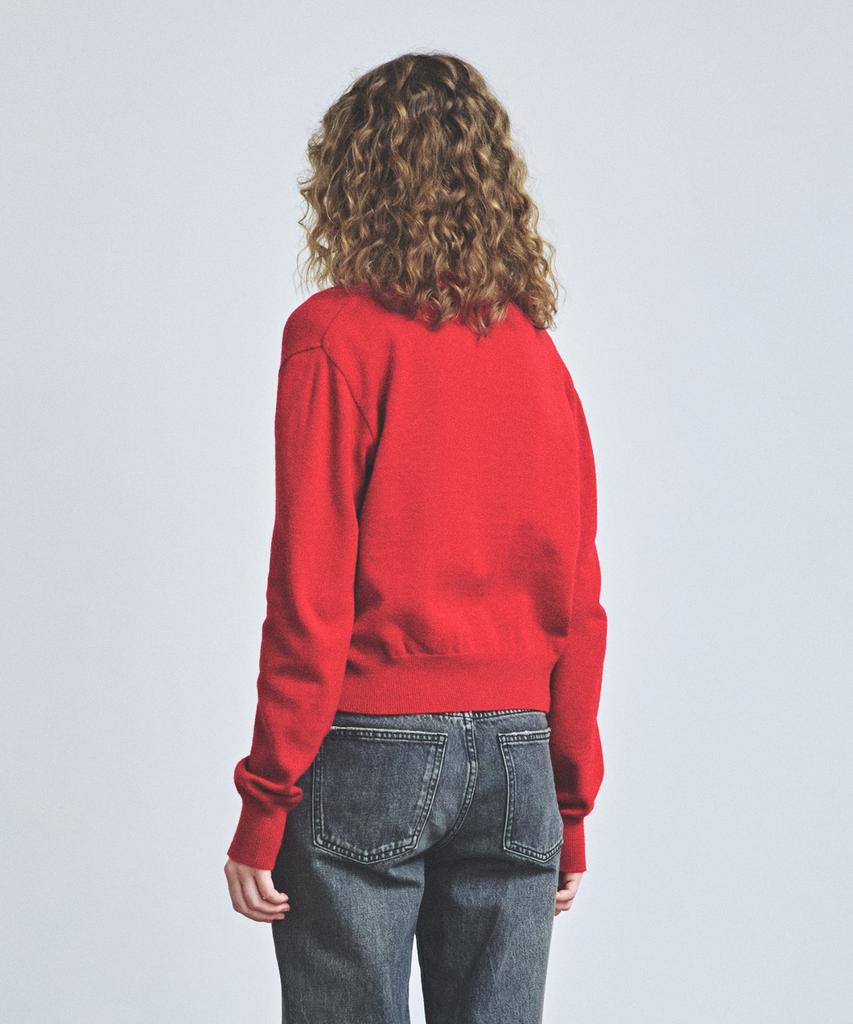 Knitted (W) Basic Essential Washable Round Cardigan Red