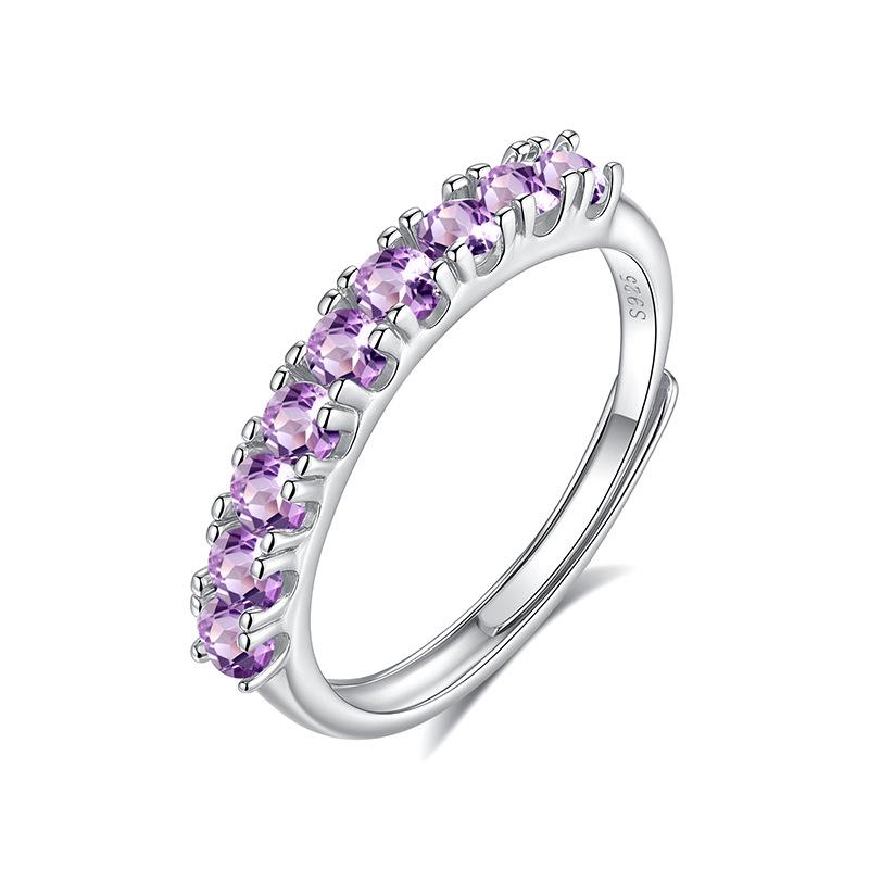 Fashion natural crystal ring women s S925 sterling silver plated 18K row ring crystal clean light luxury versatile ring fashion gift Live mouth