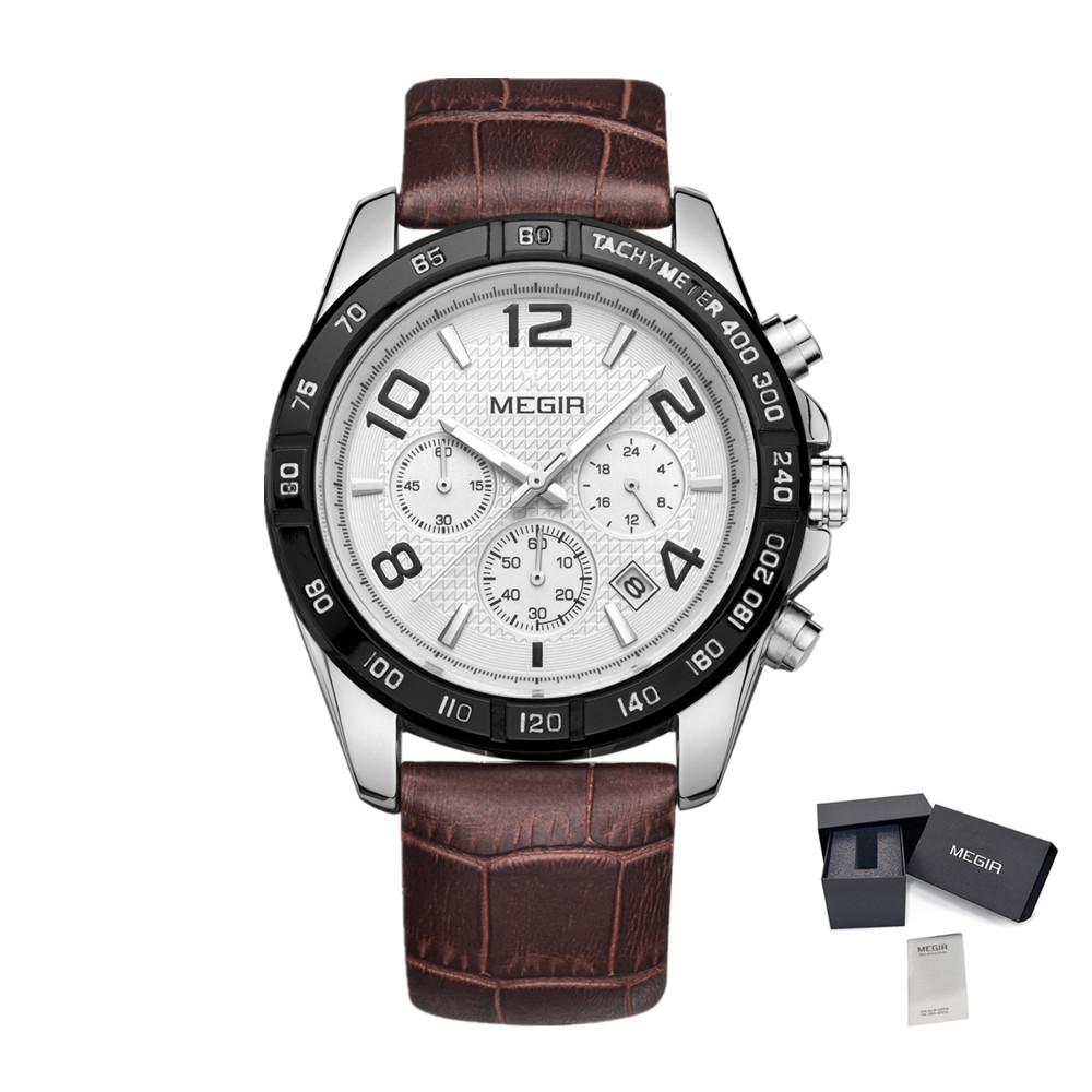 MEGIR Men Watch Brand Luxury Quartz Watches Waterproof Calendar Sport Wristwatch Leather Man Clock Chronograph Reloj Hombre 2014