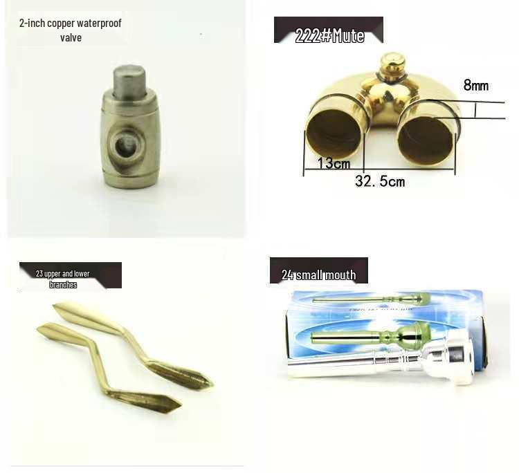B-flat Trumpet Repair Kit: Screws, Springs, Felt Pads, Cork, Water Key, Brush, Universal Keys.