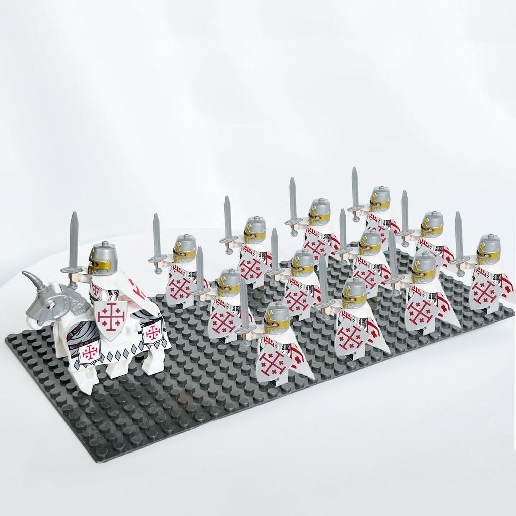 13pcs Teutonic Roman Templaer Knights Hospitaller Spartacus Army Solider Minifig Building Block Toys for Kids
