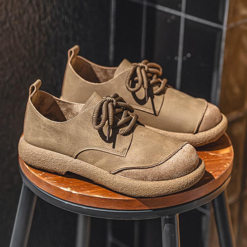 Large size leather shoes autumn new big head shoes leather surface breathable non-slip soft sole leather surface Doudou shoes