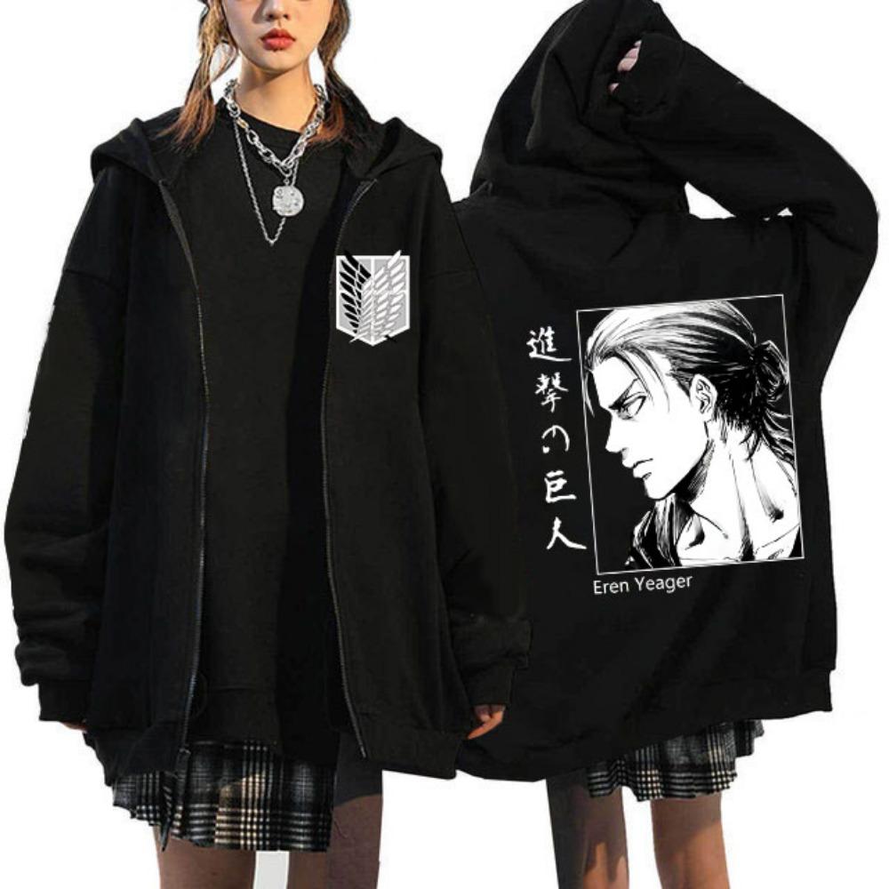 Anime Attack on Titan Poslední sezóna Mikina s kapucí na zip Shingeki No Kyojin Y2k Bundy na zip Mikiny Eren Yeager Manga Streetwear