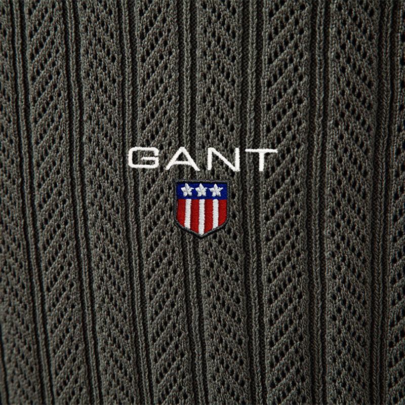 Gant 2025 Autumn and Winter Embroidery New Men's Sweater Long Sleeved Knitted Sweater Half Zipper Business Casual Thin Sweater Men