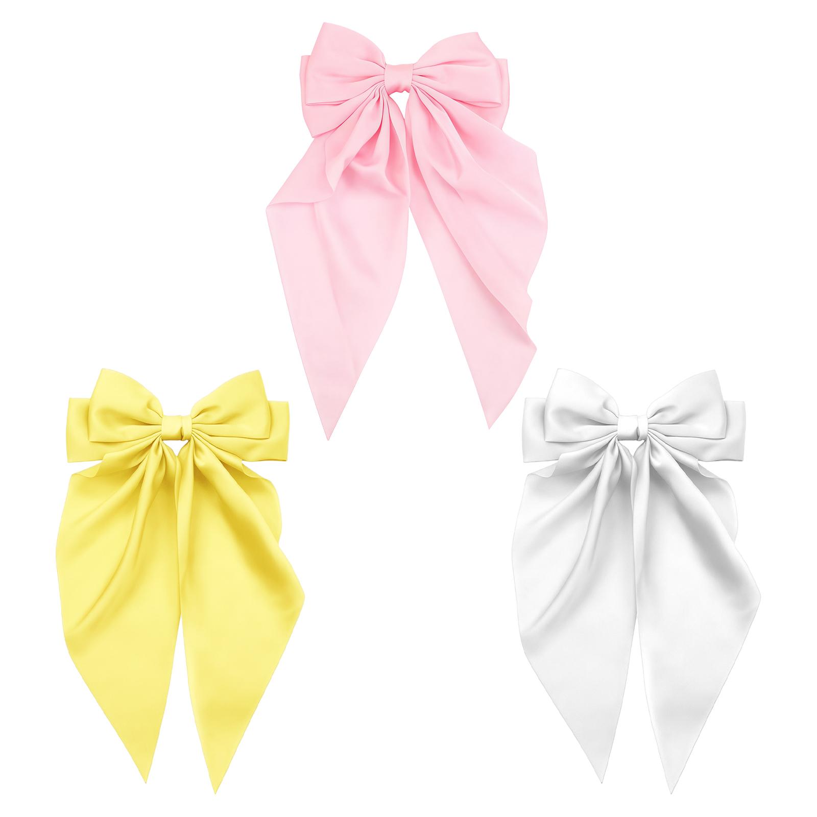 

Set of 3pcs Fashionable Fabric Hair Barrettes Big Ribbon Hair Clip For Women Girls Prom Party Hairstyle Enhancement