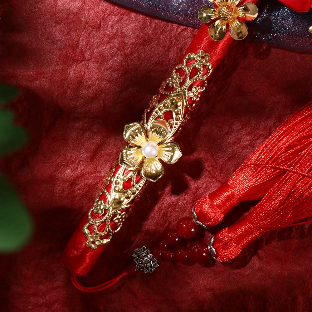 Vintage Decoration Prop For Bride Gold Red Bridesmaid Decor Craft Bouquet Photography Ornaments Fan