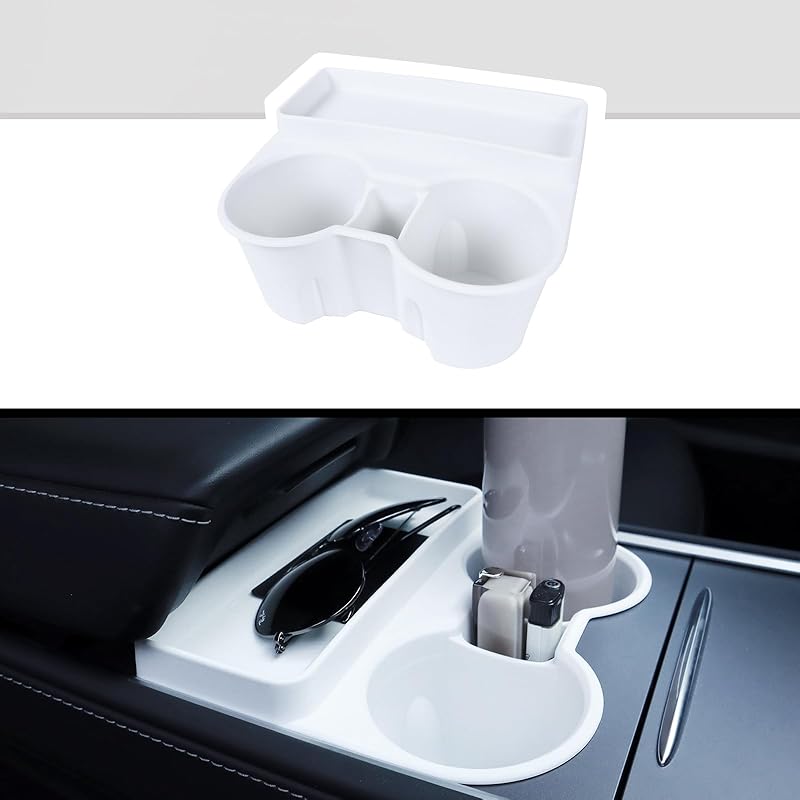 For Tesla Model 3 Model Y Cup Holder Ert Center Console Water Cup Limit Clamp, Under Armrest Box Storage Tray Key Card Sunglasses Holder For Tesla