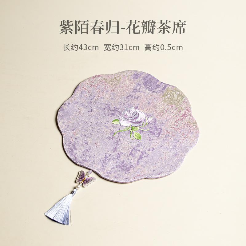 Purple Tapestry Tea Table Mats Retro Absorbent Clay Tea Mat Drink Coaster Dinner Table Cloth Mat Tableware Supplies Collection