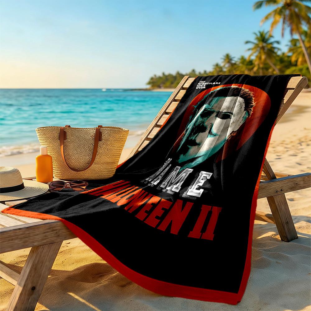 Halloween Horror Movie Poster Personalized Text Beach Towel Quick-Dry Soft Microfiber Portable for SwimmingBeachCamping Travel Beach AccessoriesGym