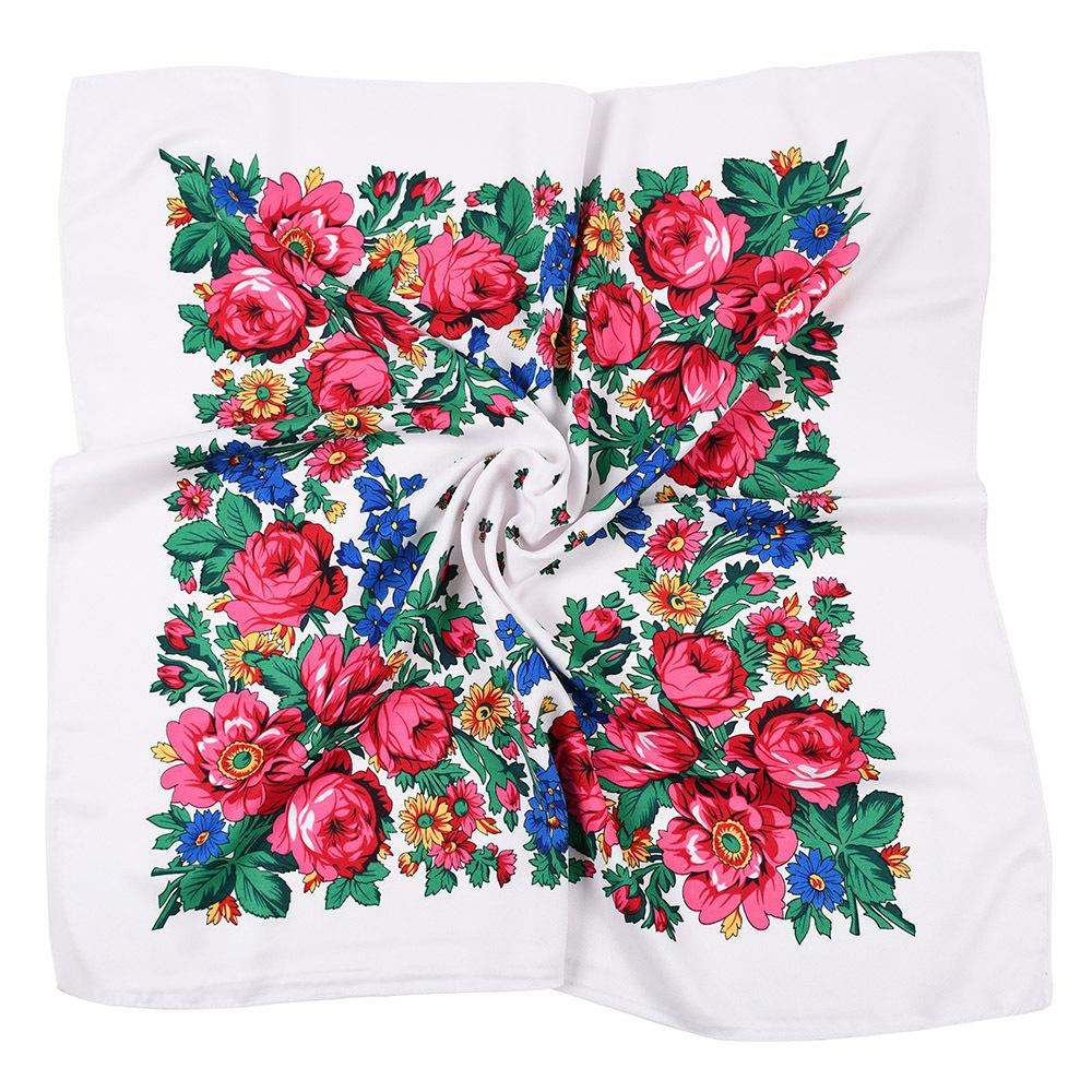 70*70cm Russian Style Floral Print Square Scarf
