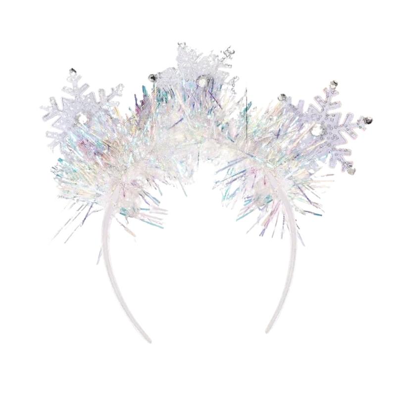 White Snowflake Headband Glittering Rhinestones Women Hair Bands Hair Decors Suitable for Holiday and Winter Gatherings