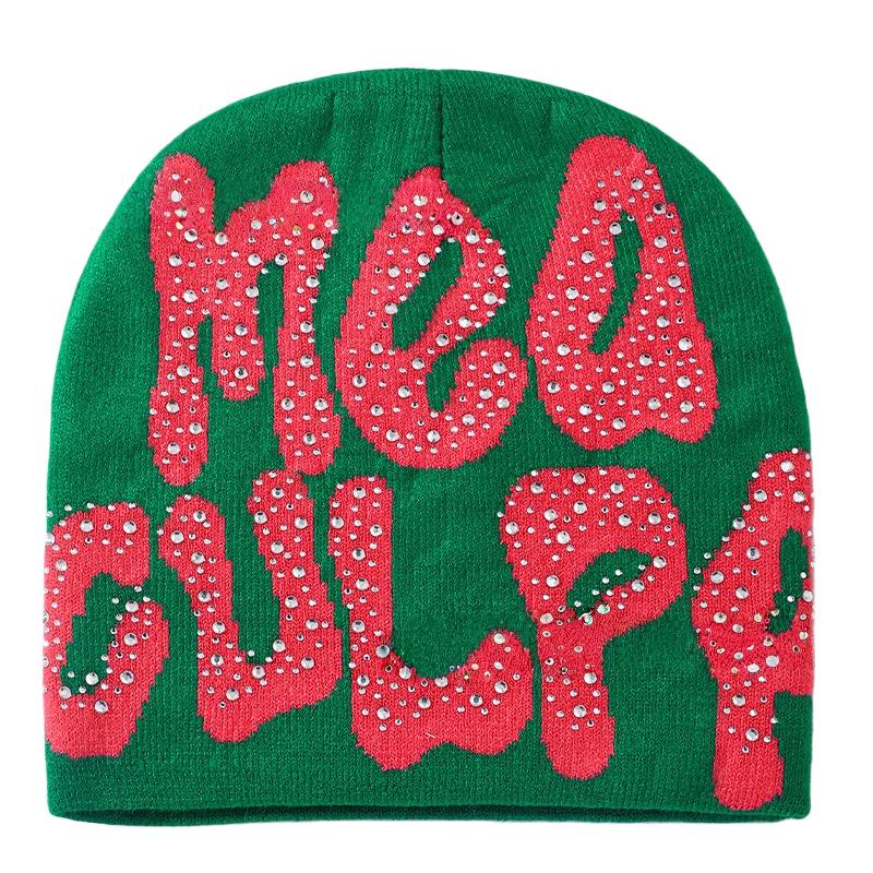 Women's Winter Rhinestone Knit Jacquard Hat - Stylish Warm Outdoor Head Wrap