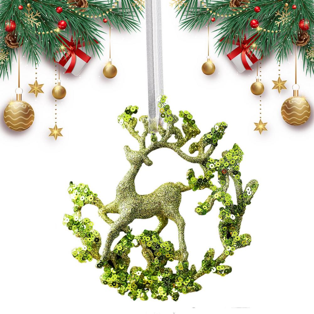 Snowflake Ornament 3D Lightweight Festive Green Glitter Detail Pendant Snowflake Christmas Ornaments For Indoor Home Living Room