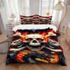 3pcs Skull Flames Duvet Cover Set - Machine Washable, Includes 1 Cover and 2 Pillowcases, No Core Included Yy251013044
