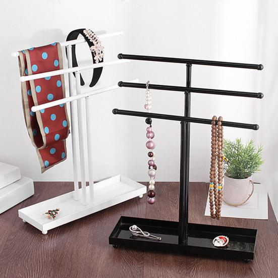 Jewelry Rack Stable Base Multi-Tier Easy To Assemble Keep Organized Space-saving Necklace Display Functional T-Shaped Ring Watch Bracelet Storage