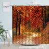 Blooming Pink Gray Forest Flowers Shower Curtain Cherry Blossoms Park Spring Floral Trees Road Landscape Scenic Bathroom Decor