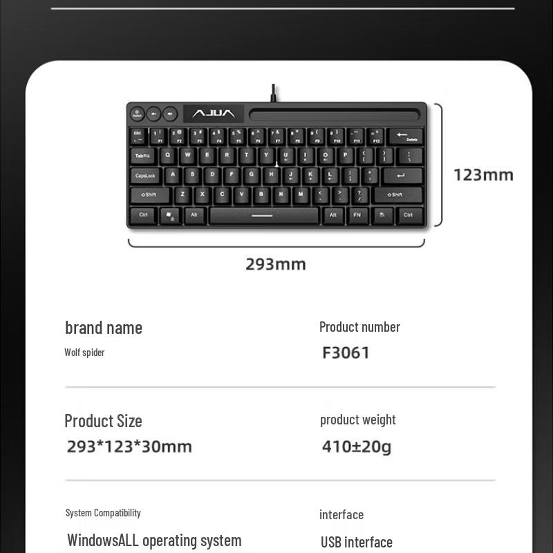 AULA F3061 Wired Compact Mechanical Feel Gaming Keyboard