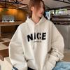 Pull ample à manches longues et col rond pour femme, haut à capuche, couleur unie
