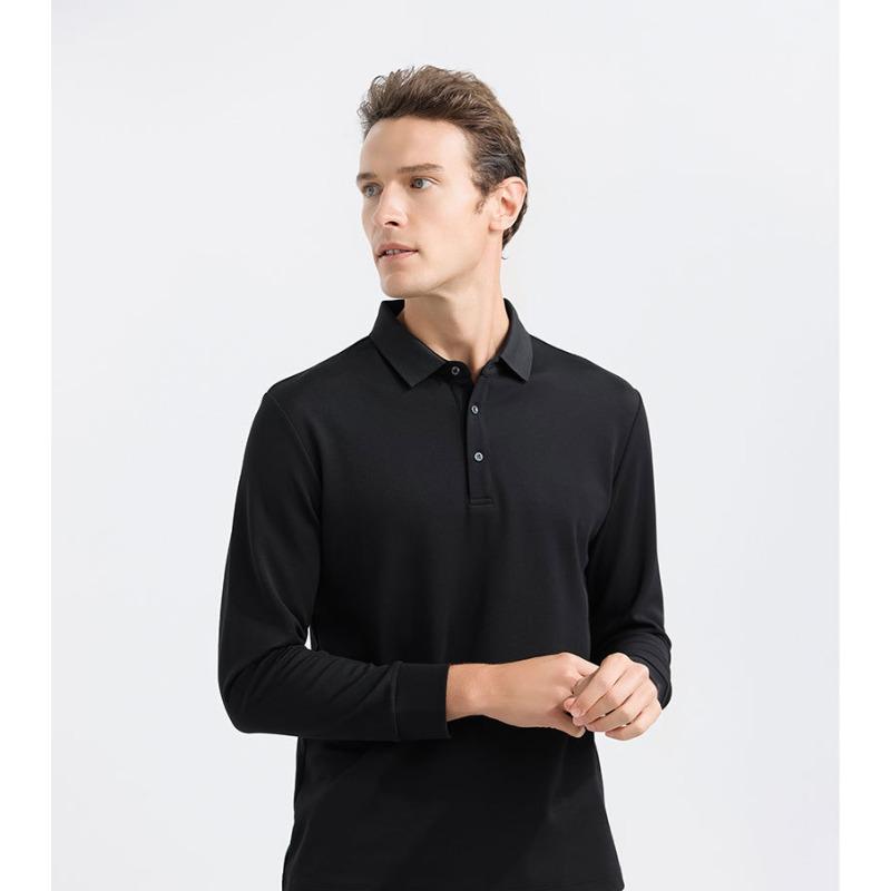 

2024 Spring and Autumn High end Business Long sleeved Polo T-shirt S хаки