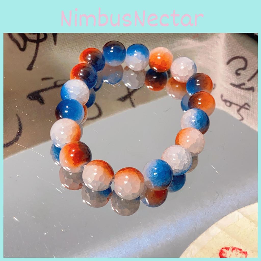 Modern Style Chinese Handmade Bracelet With Deep Sea Glass And Blue Tiger Stones Eye