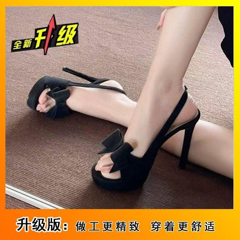 Bow sexy not tired feet waterproof table nude thin heel with women's sandals new summer models