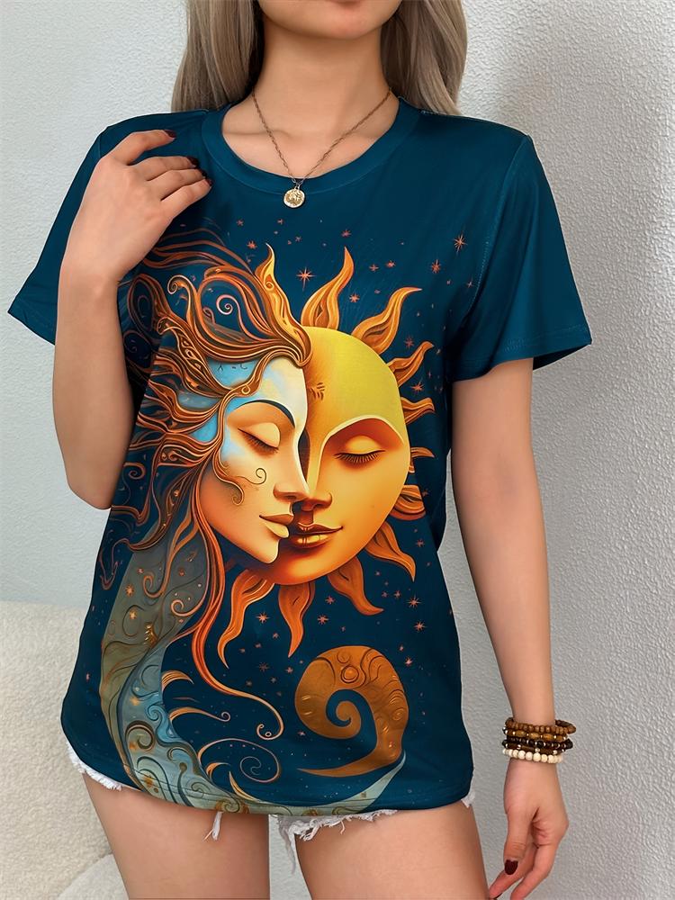 

Новая повседневная женская блузка с коротким рукавом, блузка с круглым вырезом с цветочным принтом, модная футболка с коротким рукавом, женская одежда 6XL