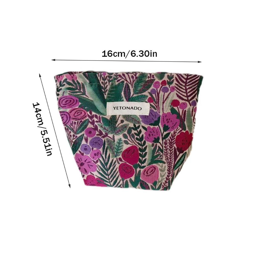 

Polyester Canvas Flower Clutch Bag Flower Forest Pattern Large Capacity Makeup Bag Portable Zipper Closure Travel Toiletry Bag