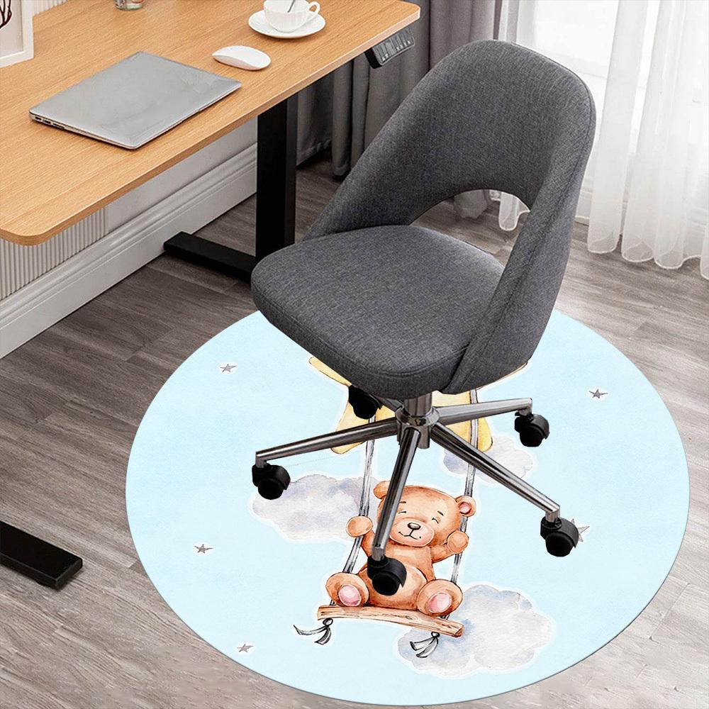 

1pc Bear Star Round Chair mat office Area Rug - Non-Slip, Floor Mat for Office, Bedroom, and Indoor Decor p127295 80cm by 80cm