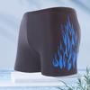 Mens Flame Print Loose Fit Boxer Style Swimming Trunks Quick Dry Nylon Swimwear Pool Beach Surfing
