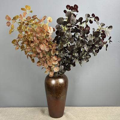 6pcs Simulation Plants Silk Crabapple Leaves Living Room Decoration 90cm Artificial Red Crabapple Leaf Branch Green Plant