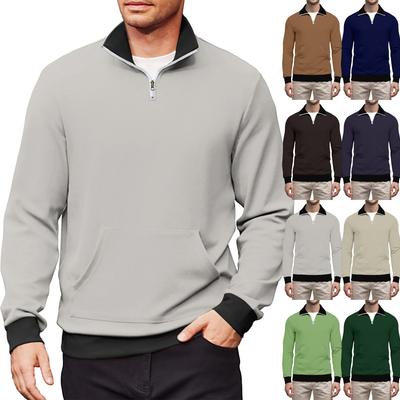 Erkek Rahat Uzun Kollu Dik Yaka Çeyrek Fermuarlı Sweatshirt