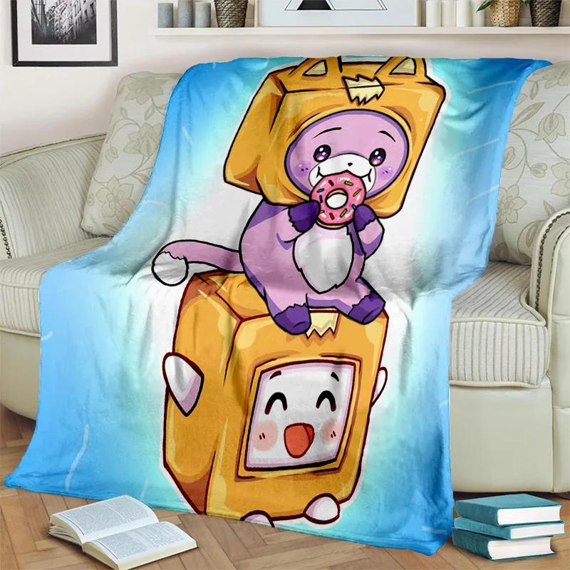 Happy Foxy Boxy i Rocky Lankybox koc, miękki koc do rzucania dla domu sypialnia kanapa z funkcją spania piknik podróż biuro okładka koc dla dzieci